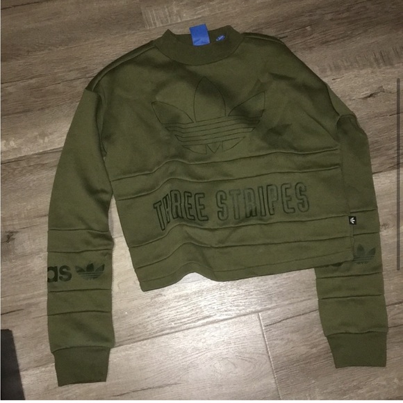 Adidas Three Stripe Cropped Sweatshirt - Picture 3 of 7